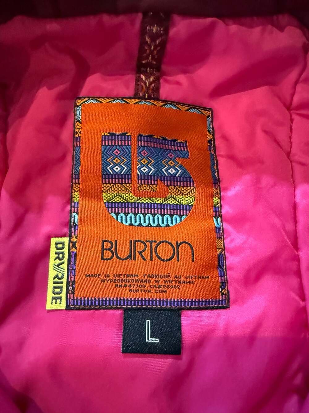Burton Gingham Red Pink Hooded Jacket Size L (n1) - Picture 3 of 8
